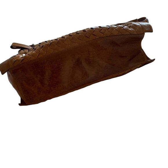 Woven Camel Cognac Color Genuine Leather Handbag‎ NWOT Mini Small Purse Bag - Picture 5 of 16